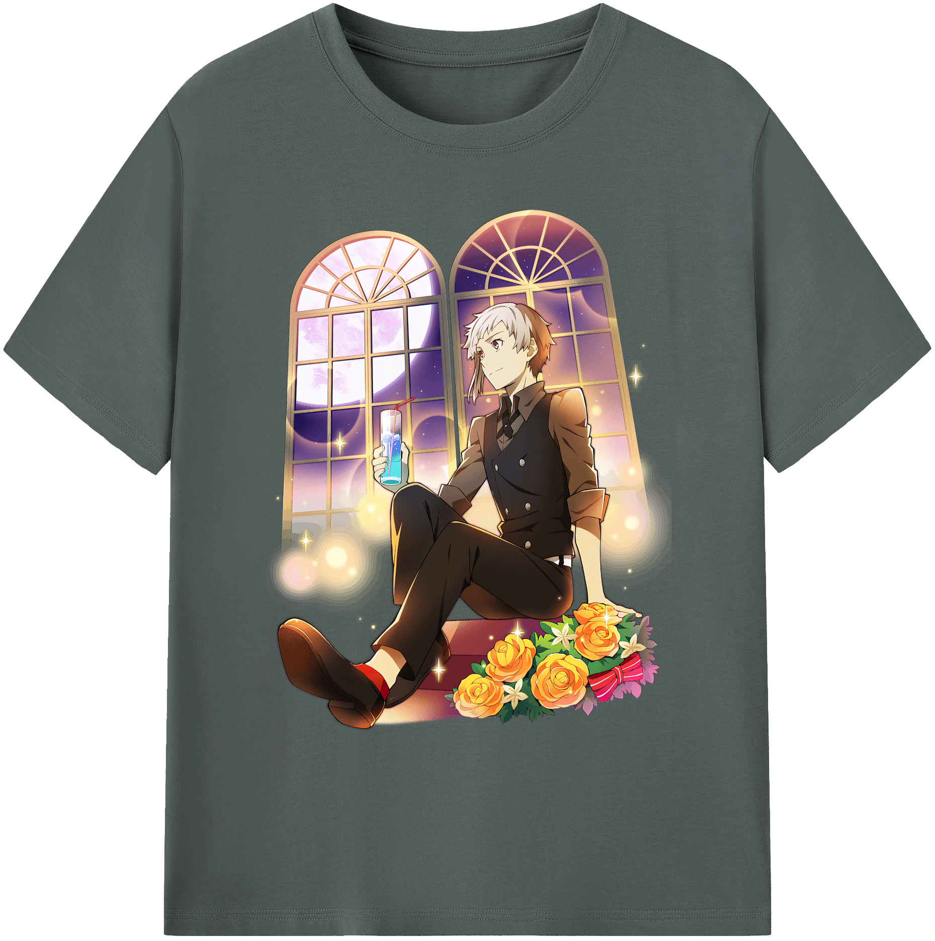 （画像用） 文豪ストレイドッグス Bungo Stray Dogs 綿100％ メンズ半袖Tシャツ｜肌触りやわらか＆通気性